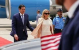 Marco Rubio, accompagné de son épouse Jeanette, arrivant à l'aéroport de New Delh, le 23 mai 2026.