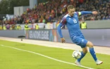 Le milieu islandais Gylfi Sigurdsson lors d'un match de Ligue des nations contre la Belgique, le 11 septembre  2018 à Reykjavik
