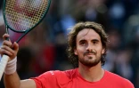Le Grec Stefanos Tsitsipas après sa victoire face à l'Australien Alex De Minaur en 8e de finale du Masters 1000 de Rome le 14 mai 2024