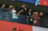 Diego Maradona lors du match de  l'Argentine contre le Nigeria au Mondial, le 26 juin 2018 à Saint-Pétersbourg