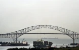 Un cargo passe sous le pont de l'Amérique au Panama, le 23 juin 2016