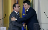Le président français François Hollande et le Premier ministre italien Matteo Renzi à l'issue d'une conférence de presse le 17 septembre 2015 à Modène