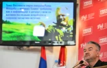 Darko Mladic, le fils de l'ancien chef militaire des Serbes de Bosnie Ratko Mladic, lors d'une conférence de presse, le 4 septembre 2026 à Belgrade, en Serbie