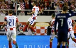 Andrej Kramaric célèbre l'égalisation croate sur un penalty transformé contre la France à Split, le 6 juin 2022 