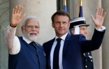 Le président Emmanuel Macron reçoit le Premier ministre indien Narendra Modi à l'Elysée, le 14 juillet 2023 à Paris