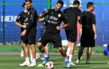 Séance d'entraînement des Uruguayens à Nijni Novgorod, le 5 juillet 2018 à la veille d'affronter la France