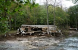 Une maison détruite à Black Mountain, en Caroline du Nord, le 3 octobre 2024