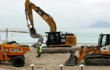 Travaux pour agrandir la plage de Cannes, le 29 janvier 2018