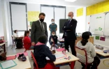 Emmanuel Macron et Jean-Michel Blanquer en visite le 26 avril 2021 dans une école primaire de Seine-et-Marne
