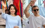 La candidate de gauche Luisa Gonzalez et le président équatorien candidat à sa réélection Daniel Noboa