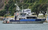 Un bateau de la police à Whakatane (Nouvelle-Zélande), le 11 décembre 2019