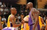 Kobe Bryant et Shaquille O'Neal, alors adversaires, en février 2009 à Los Angeles