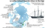 Le voilier échoué Maud de retour en Norvège
