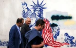 La Statue de la Liberté peinte sur un mur de l'ancienne ambassade des Etats-Unis à Téhéran, le 8 avril 2025