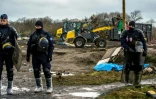 Travaux d'évacuation de la "Jungle" le 3 mars 2016 à Calais
