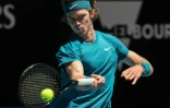 Le Russe Andrey Rublev pendant son match en Open d'Australie contre l'Allemand Yannick Hanfmann, le 9 février 2021 à Melbourne