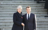 La Première ministre britannique Theresa May  et le président français Emmanuel Macron à Albert, le 9 novembre 2018 dans la Somme