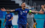 Le capitaine slovaque Marek Hamsik après la victoire sur la Pologne à l'Euro le 14 juin 2021 à Saint-Pétersbourg