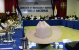 Vue générale du "dialogue national" réunissant représentants du gouvernement, de l'opposition et de la conférence épiscopale, à Managua le 15 juin 2018.