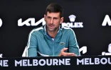 Le Serbe Novak Djokovic, en quête d'un 11e titre à l'Open d'Australie, en conférence de presse à Melbourne, le 13 janvier 2024