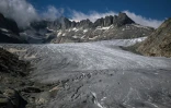 Le glacier du Rhône près de Gletsch, le 8 juillet 2022 dans les Alpes suisses
