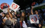 Des partisans du candidat du Front populaire (gauche radicale), Mongi Rahoui, à la présidentielle tunisienne font campagne à Tunis le 13 septembre 2019