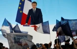 Le président Emmanuel Macron s'adresse à ses partisans après les résultats du 1er tour de la présidentielle, le 10 avril 2022 à la Porte de Versailles, à Paris