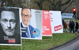 Des pancartes électorales se succèdent dans la ville de Kastel, dans l'ouest de l'Allemagne, à l'approche des élections législatives, le 22 janvier 2025