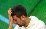 Le Serbe Novak Djokovic lors d'une conférence de presse après sa défaite en finale du tournoi de Wimbledon contre l'Espagnol Carlos Alcaraz, le 16 juillet 2023