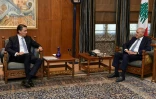 Le président du Parlement libanais, Nabih Berri (à droite), rencontre l'envoyé spécial américain Amos Hochstein à Beyrouth, le 14 août 2024