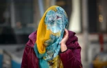 Une femme se protège le visage avec un foulard contre l'épais brouillard toxique qui submerge Pékin, le 7 décembre 2015