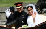 Le prince Harry et son épouse Meghan après leur cérémonie de mariage, à Windsor le 19 mai 2018