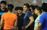 La lutteuse indienne Sakshi Malik à l'entraînement le 24 mai 2016 à Lucknow