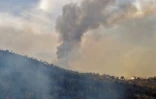 La fumée d'un incendie de forêt s'élève au-dessus de collines boisées en Kabylie, le 10 août 2021