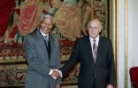 Nelson Mandela et Frederik de Klerk à Oslo le 10 décembre 1993 après avoir reçu conjointement le prix Nobel de la Paix