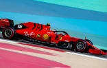 Le Monégasque Charles Leclerc au volant de sa Ferrari lors de  la 1re qualification pour le GP de Bahreïn sur le circuit de Sakkhir, le 30 mars 2019