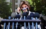 L'avocate Gloria Allred, devant un tribunal de Los Angeles, le 21 juillet 2021