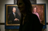 Des portraits de Jimmy Carter et de l'ancienne Première dame Rosalynn Carter, le 1er octobre à Plains (Géorgie) lors d'un concert organisé pour le centenaire de l'ancien président américain 