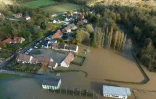Vue aérienne du village de Setques inondé, dans le Pas-de-Calais, le 11 novembre 2023