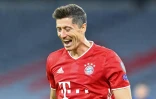 L'attaquant polonais du Bayern Robert Lewandowski après un but contre Chelsea, en 8e retour de Ligue des champions, le 8 août 2020 à Munich
