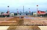 Photo fournie le 6 septembre 2017 par l'agence officielle nord-coréenne KCNA montrant un énorme rassemblement à Pyongyang pour célébrer le sixième test nucléaire du pays