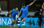 Le demi d'ouverture du Leinster Ross Byrne lors du match de coupe d'Europe face à Montpellier le 12 décembre 2020 à Montpellier