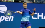 Le Serbe Novak Djokovic, lors de la demi-finale de l'US Open contre l'Allemand Alexander Zverev, le 10 septembre 2021 à New York