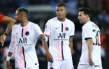 Neymar, Kylian Mbappé et Leo Messi durant la rencontre de Ligue des Champions opposant le PSG à Bruges, le 15 septembre 2021 à Bruges
