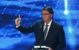 Le président brésilien sortant Jair Bolsonaro, candidat à la présidentielle, lors d'un débat télévisé, le 28 août 2022 à Sao Paulo 