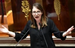 La présidente du groupe parlementaire Renaissance à l'Assemblée nationale, Aurore Bergé, le 20 mars 2023 à l'Assemblée nationale, à Paris