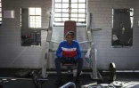 Kgotso Phali s'entraîne dans un gymnase de Soweto, le 11 juillet 2018 en Afrique du Sud
