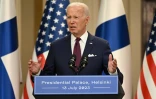 Le président américain Joe Biden lors d'une conférence de presse à Helsinki, le 13 juillet 2023 en Finlande
