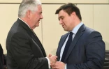 Le secrétaire d'Etat américain Rex Tillerson et le chef de la diplomatie ukrainien Pavlo Klimkine à Bruxelles, le 31 mars 2017