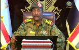 Capture d'écran de la télévision nationale soudanaise lors du discours à la Nation du nouveau homme fort du pays, le général Abdel Fattah al-Burhane, le 13 avril 2019 à Khartoum